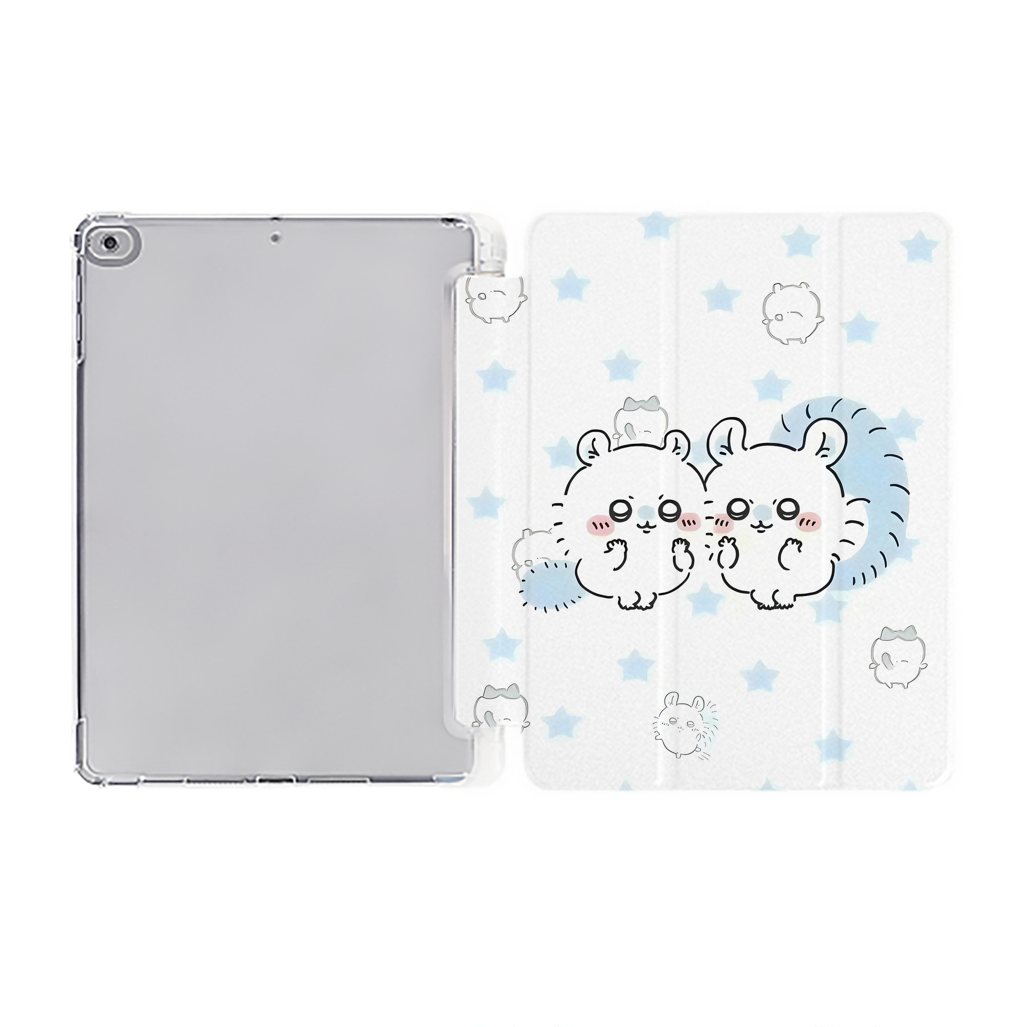 （画像用） ちいかわ Chii-kawa IPad ケース ペン収納付き 三つ折りスタンド PUレザー×シリコン 対応機種9.5/10.5/10.9インチ